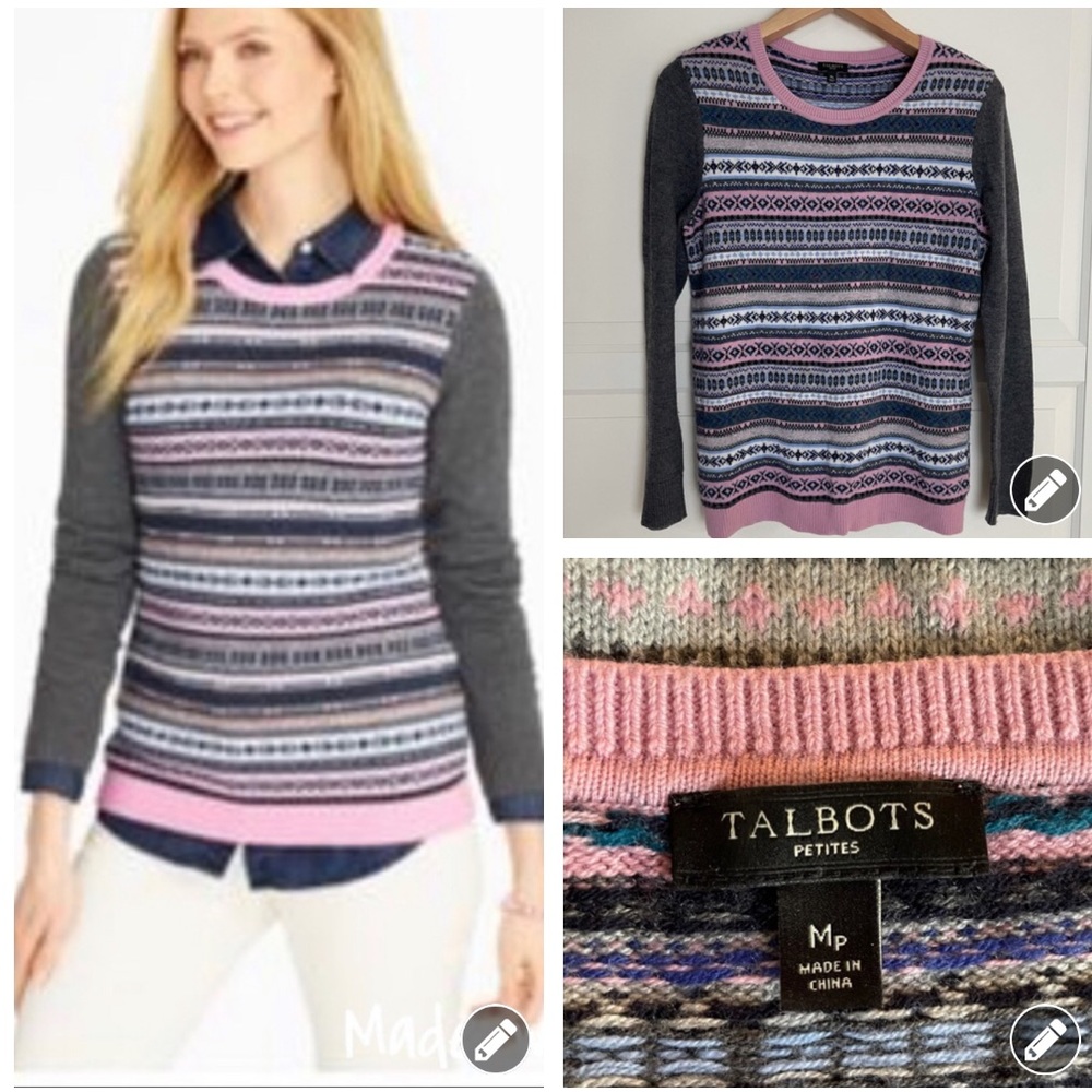 Talbots Nordic fair isle sweater 1202